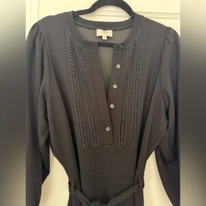 AAIKO Black Chic Mounia Jumpsuit (size M) with Wide-Leg and Puff Sleeves